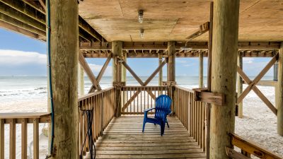 Three Outdoor Shower Heads with Wash Off Deck