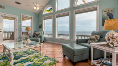 Beach Front Sitting Area with Couches Dauphin Island Vacation Home